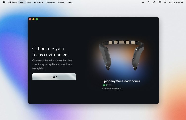 Epiphany desktop app pairing the headset