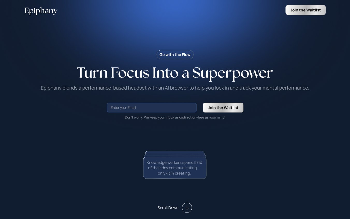 Epiphany waitlist landing page: Turn Focus Into a Superpower