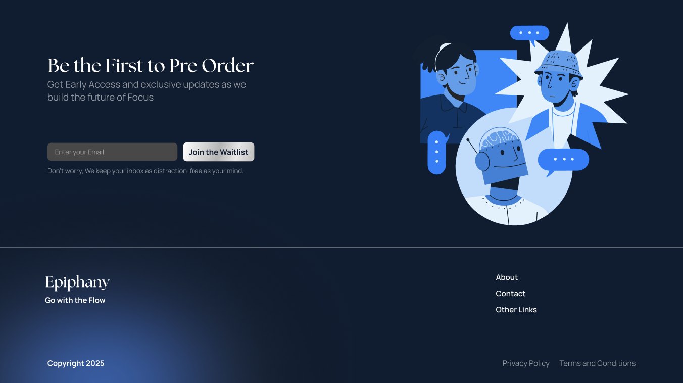 Landing page pre-order section